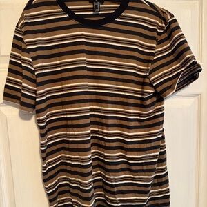 Forever 21 Brown and Black Striped Tee